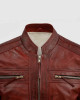 Waxed Leather Burgundy Leather Jacket