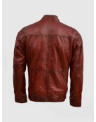 Waxed Leather Burgundy Leather Jacket