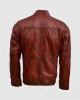 Waxed Leather Burgundy Leather Jacket