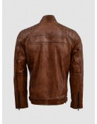 Waxed Tan Brown Leather Jacket