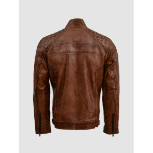 Waxed Tan Brown Leather Jacket