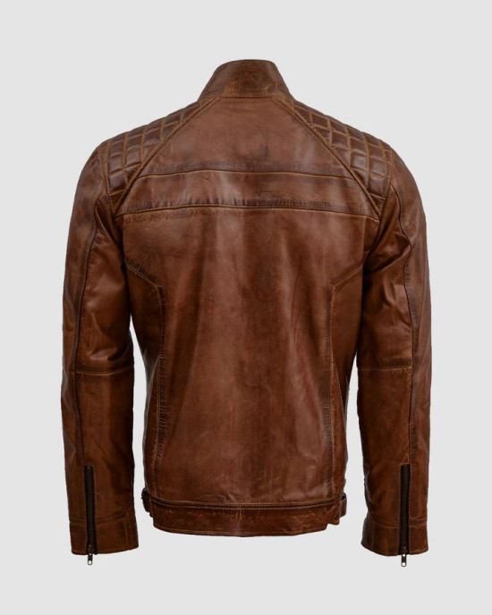 Waxed Tan Brown Leather Jacket Waxed Tan Brown Leather Jacket
