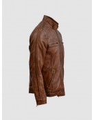 Waxed Tan Brown Leather Jacket