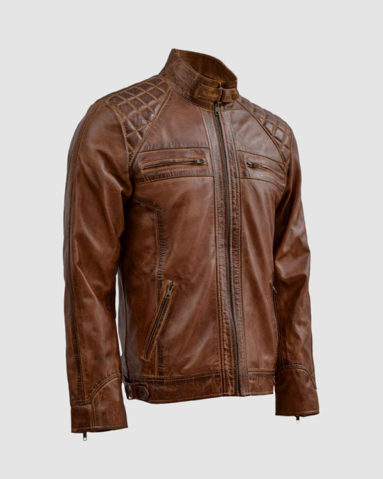 Waxed Tan Brown Leather Jacket Waxed Tan Brown Leather Jacket