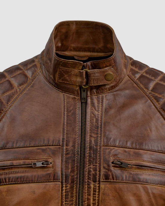 Waxed Tan Brown Leather Jacket Waxed Tan Brown Leather Jacket