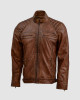 Waxed Tan Brown Leather Jacket Waxed Tan Brown Leather Jacket