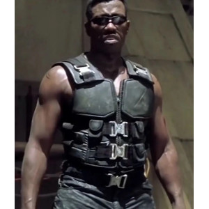 Wesley Snipes Blade Black Leather Buckle Vest