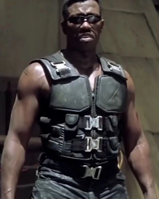 Wesley Snipes Blade Black Leather Buckle Vest Wesley Snipes Blade Black Leather Buckle Vest