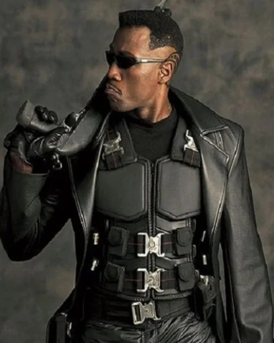 Wesley Snipes Blade Black Leather Buckle Vest Wesley Snipes Blade Black Leather Buckle Vest