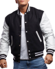 White Genuine Leather & Black Wool Varsity Letterman Jacket White Genuine Leather & Black Wool Varsity Letterman Jacket