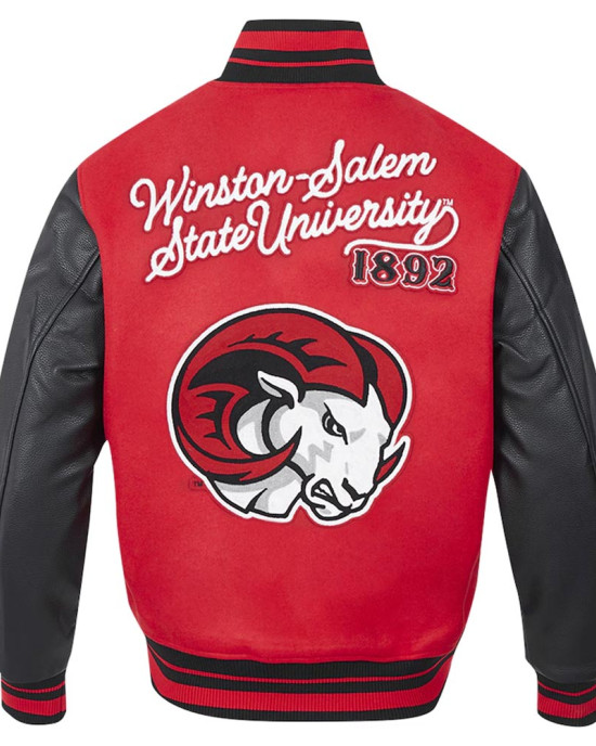 Winston-Salem State Rams HBCU Red and Black Varsity Jacket Winston-Salem State Rams HBCU Red and Black Varsity Jacket
