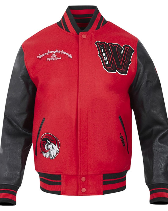 Winston-Salem State Rams HBCU Red and Black Varsity Jacket Winston-Salem State Rams HBCU Red and Black Varsity Jacket