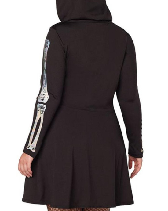 Women's Skeleton Bones Halloween Black Hoodie Women's Skeleton Bones Halloween Black Hoodie
