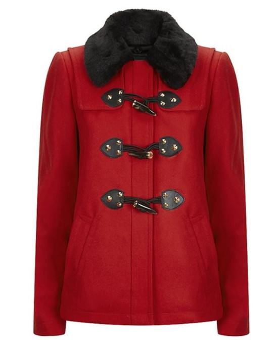 Women’s Toggle Duffle Red Wool Jacket
