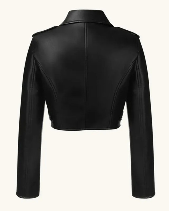 WWE Raw Liv Morgan Heart Cropped Black Leather Jacket WWE Raw Liv Morgan Heart Cropped Black Leather Jacket