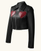 WWE Raw Liv Morgan Heart Cropped Black Leather Jacket WWE Raw Liv Morgan Heart Cropped Black Leather Jacket