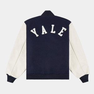 Yale University Navy White Wool Leather Varsity Jacket