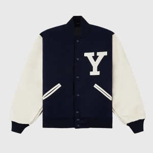 Yale University Navy White Wool Leather Varsity Jacket
