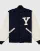 Yale University Navy White Wool Leather Varsity Jacket