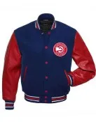 Atlanta Hawks Red and Blue Varsity Jacket
