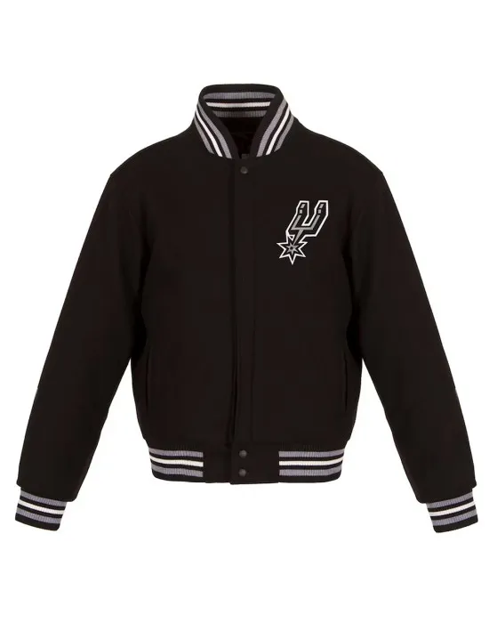 Embroidered San Antonio Spurs Varsity Black Wool Jacket