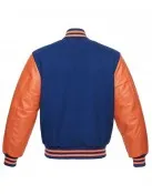Men's Varsity Orange and Royal Blue Letterman Jacket