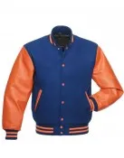 Men's Varsity Orange and Royal Blue Letterman Jacket