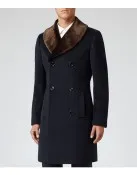Men’s Reiss Brody Navy Blue Coat with Shawl Collar