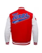 Texas Rangers Script Tail Classic Rib Varsity Jacket