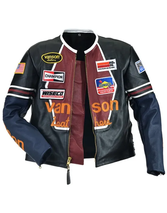 Vanson Star Black Real Leather Jacket
