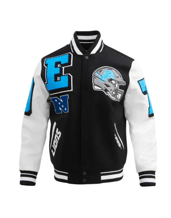 Detroit Lions Mashup Rib Varsity Wool/Leather Jacket