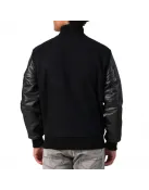 Genuine Leather & Black Wool Varsity Letterman Jacket