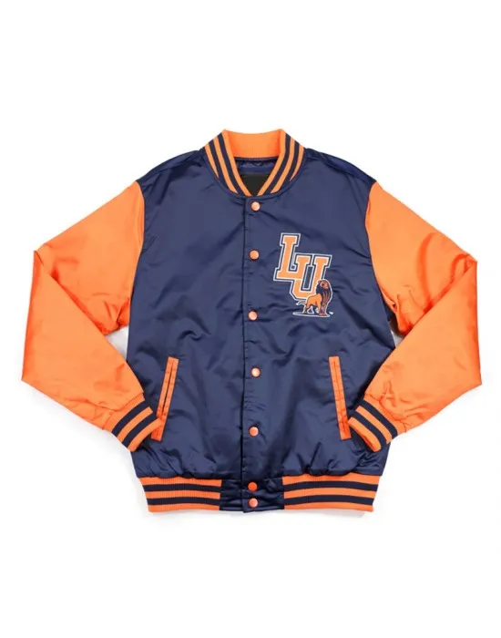 Langston University Navy and Orange Baseball Jacket