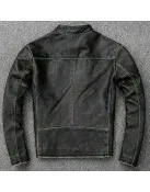 Men's Faded Black Leather Motorcycle Jacket