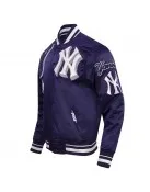 New York Yankees Mashup Men's Rib Navy Blue Satin Jacket