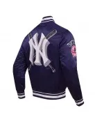 New York Yankees Mashup Men's Rib Navy Blue Satin Jacket