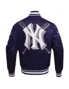 New York Yankees Mashup Men's Rib Navy Blue Satin Jacket