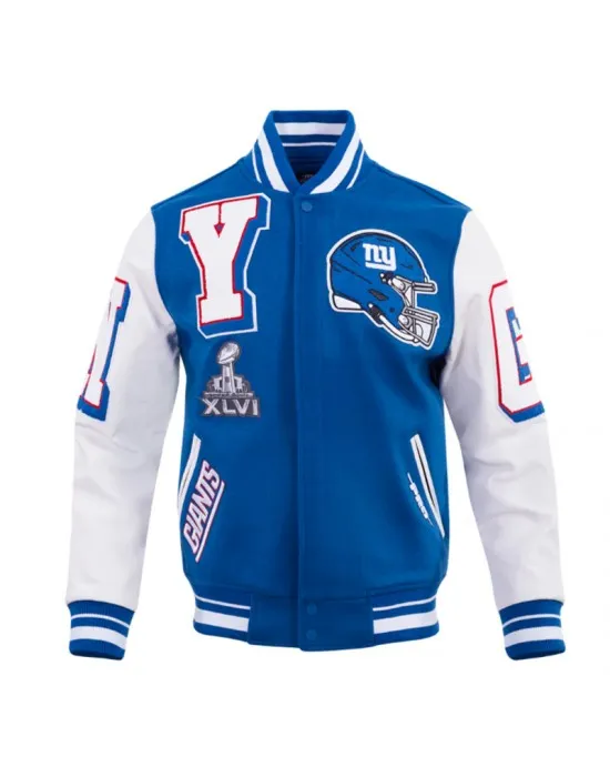 NY Giants Mashup Rib Varsity Wool/Leather Jacket