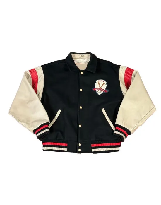 Vintage Louisville Slugger Black and Cream Varsity Jacket