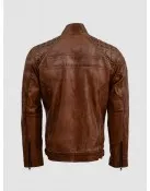 Waxed Tan Brown Leather Jacket