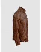 Waxed Tan Brown Leather Jacket