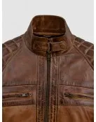 Waxed Tan Brown Leather Jacket